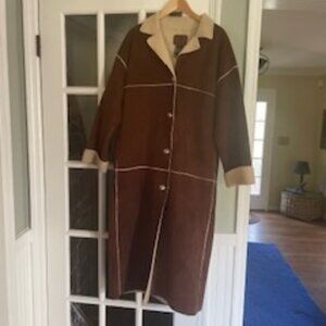 Ralph Lauren Faux Shearling Long Coat - Size Petite M